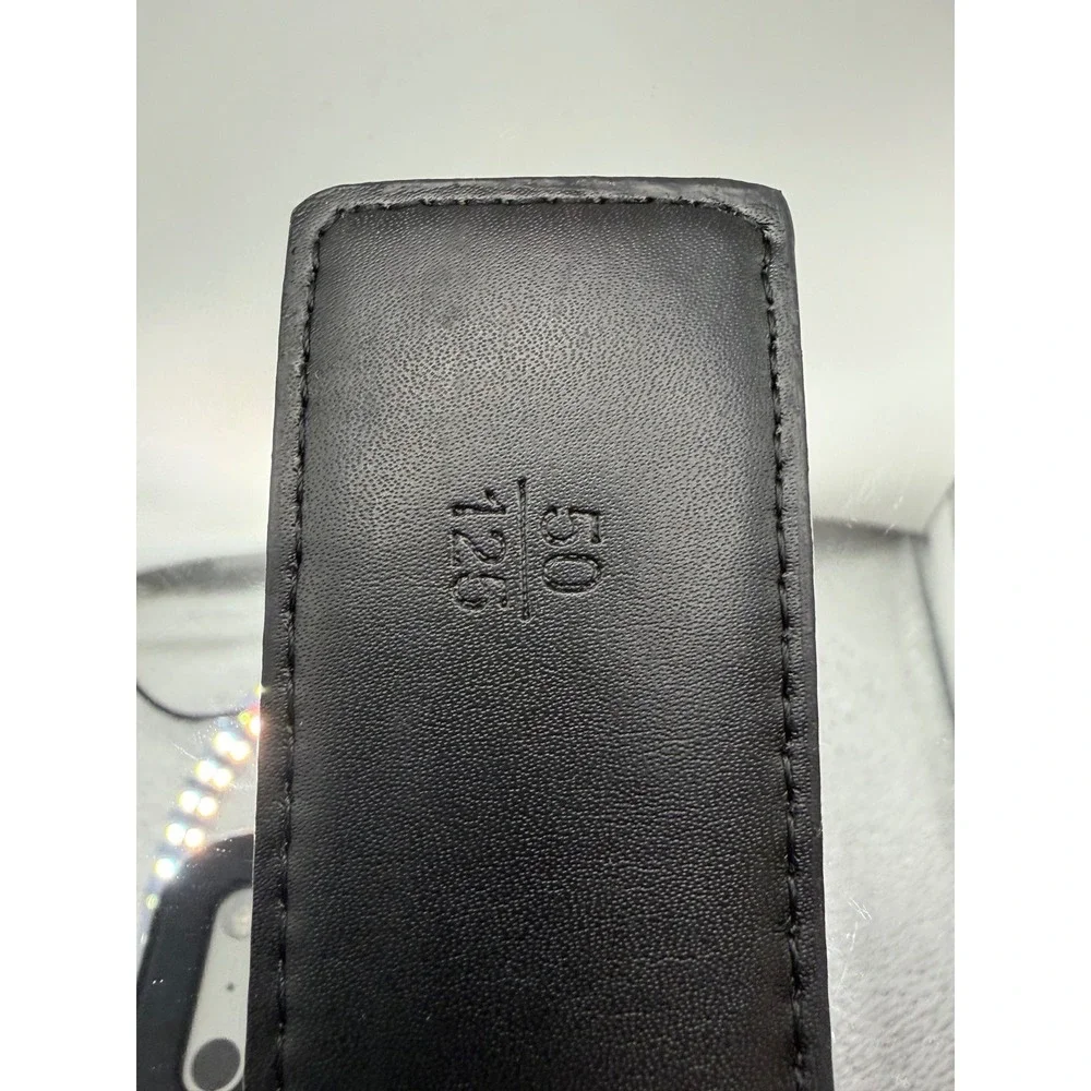 Dior Oblique Monogram Belt Beige Black Gold CD Logo Buckle Size 50/125